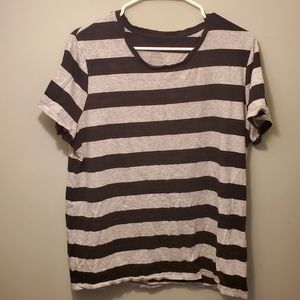 Faded Glory Black/Gray Striped Womens Top 2XL